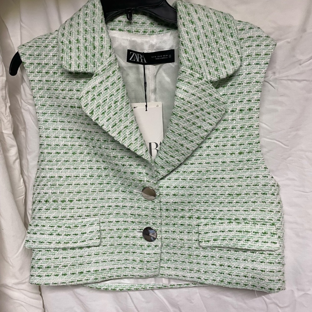 Zara Green Tweed Women's Vest